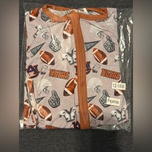 Auburn Tigers Football Print bamboo Pajama Set - Orange & Navy